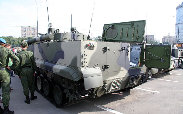 Rear view of a BMP-3, showing how troops are expected to exit the vehicle