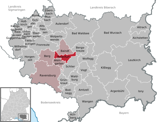 Elhelyezkedése Baden-Württemberg térképén