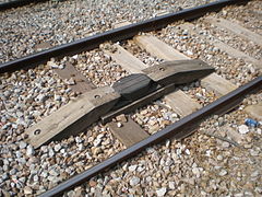 Track mounted beacon used for ASFA in Mollet-Santa Rosa train station (Mollet del Vallès, Catalonia, Spain).