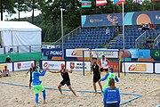 Deutsch: Beachhandball Europameisterschaften 2019 (Beach handball Euro); Tag 3: 4. Juli 2019 – Männer, Platzierungsrunde Gruppe III, Slowenien-Türkei 0:2 (18:18, 22:23) English: Beach handball Euro; Day 3: 4 July 2019 – Men Consolation Round Group III – Slovenia-Turkey 0:2 (18:18, 22:23)