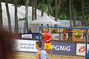 Deutsch: Beachhandball Europameisterschaften 2019 (Beach handball Euro); Tag 2: 3. Juli 2019 – Männer, Vorrunde Gruppe A, Deutschland-Norwegen 2:0 (20:18, 28:12) English: Beach handball Euro; Day 2: 3 July 2019 – Women Preliminary Round Group A – Men Preliminary Round Group A – Germany-Norway 2:0 (20:18, 28:12)