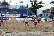 Deutsch: Beachhandball Europameisterschaften 2019 (Beach handball Euro); Tag 5: 6. Juli 2019 – Frauen, Halbfinale, Ungarn-Niederlande 2:0 (19:16, 15:12) English: Beach handball Euro; Day 5: 6 July 2019 – Semifinal Women – Hungary-Netherlands 2:0 (19:16, 15:12)