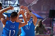 Deutsch: Beachhandball bei den Olympischen Jugendspielen 2018 in Buenos Aires; Tag 7, 13. Oktober 2018; Jungen, Halbfinale – Spanien-Kroatien 2:1 English: Beach handball at the 2018 Summer Youth Olympics in Buenos Aires at 13 October 2018 – Boys Semifinal – Spain-Croatia 2:1 Español: Handball de playa en los Juegos Olimpicos de la Juventud Buenos Aires 2018 en 13 de octubre de 2018 – Semifinales de chicos - España-Croacia 2:1