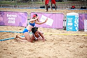 Deutsch: Beachhandball bei den Olympischen Jugendspielen 2018; Tag 6, 11. Oktober 2018; Mädchen, Platzierungssspiel Ränge 11-12 – Amerikanisch Samoa-Mauritius 2:1 English: Beach handball at the 2018 Summer Youth Olympics at 11 October 2018 – Girls Placement Match 11-12 – American Samoa-Mauritius 2:1