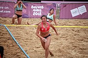 Deutsch: Beachhandball bei den Olympischen Jugendspielen 2018; Tag 6, 12. Oktober 2018; Mädchen, Hauptrundenspiel – Chinesisch Taipei (Taiwan)-Paraguay 0:2 English: Beach handball at the 2018 Summer Youth Olympics at 12 October 2018 – Girls Main Round – Chinese Taipei (Taiwan)-Paraguay 0:2