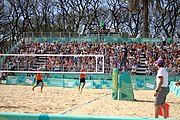 Deutsch: Beachvolleyball bei den Olympischen Jugendspielen 2018; Tag 11, 17. Oktober 2018; Jungen,Finale – Niederlande (Matthew Immers/Yorick de Groot)-Schweden (David Åhman/Jonatan Hellvig) 0:2 (20–22/15–21) English: Beach volleyball at the 2018 Summer Youth Olympics at 17 October 2018 – Final – Netherlands (Matthew Immers/Yorick de Groot)-Sweden (David Åhman/Jonatan Hellvig) 0:2 (20–22/15–21)