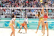 Deutsch: Beachvolleyball bei den Olympischen Jugendspielen 2018; Tag 9, 15. Oktober 2018; Mädchen, Viertelfinale: Puerto Rico-Russland 0–2 (12–21/10–21) English: Beach volleyball at the 2018 Summer Youth Olympics at 15 October 2018 – Girls Quarterfinals: Puerto Rico-Russia 0–2 (12–21/10–21)