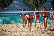 Deutsch: Beachvolleyball bei den Olympischen Jugendspielen 2018; Tag 8, 14. Oktober 2018; Mädchen, Achtelfinale – Bolivien-Puerto Rico 0:2 (18–21/18–21 ) English: Beach volleyball at the 2018 Summer Youth Olympics at 14 October 2018 – Girls Round of 16 – Bolivia-Puerto Rico 0:2 (18–21/18–21 )