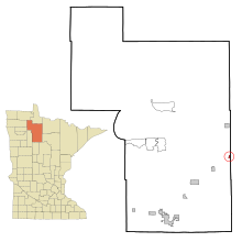 Beltrami County Minnesota Sisällytetyt ja rekisteröimättömät alueet Funkley Highlighted.svg