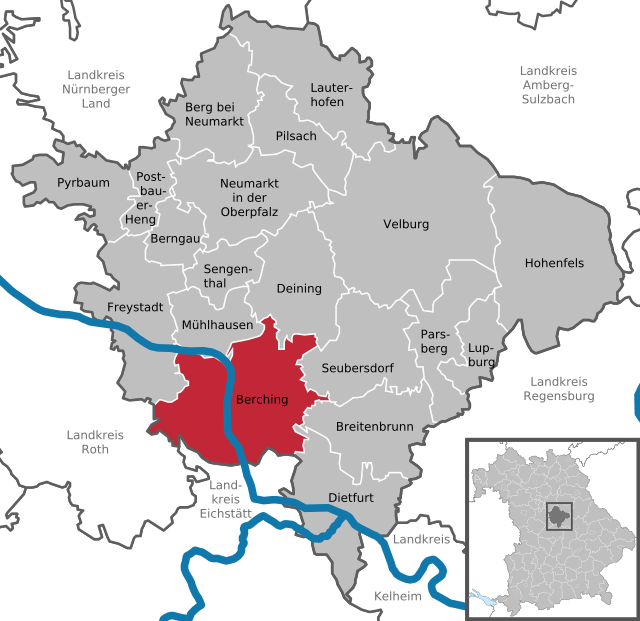 Läget för Berching i Landkreis Neumarkt in der Oberpfalz