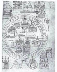 A 12th century diagram of Jerusalem in a round shape