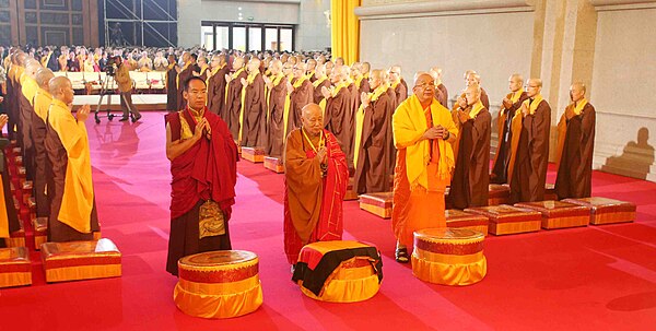 Representatives from the three major modern Buddhist traditions, at the World Fellowship of Buddhists, 27th General Conference, 2014.