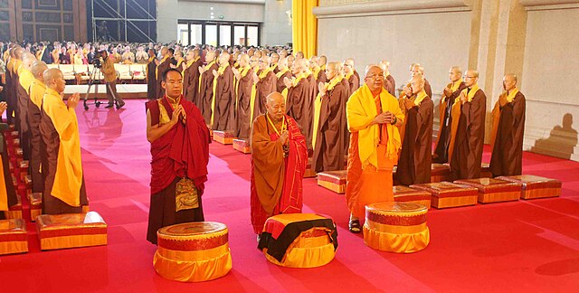 Representatives from the three major modern Buddhist traditions, at the World Fellowship of Buddhists, 27th General Conference, 2014.