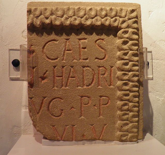 File:Building inscription from one of the four main gates at Wallsend, (the work) of the Emperor Caesar Trajan Hadrian Augustus, father of this country. Sixth Legion Victrix (built this), Wallsend (15154542910).jpg