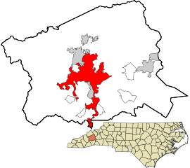 Buncombe County North Carolina incorporated and unincorporated areas Asheville highlighted.svg