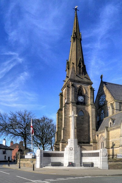 Image: Bury War Memorial and Parish Church (geograph 4417032)