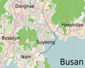 Miniatuur voor Bestand:BusanMap2 (centered on Suyeong-gu and Gwangan Bridge).png