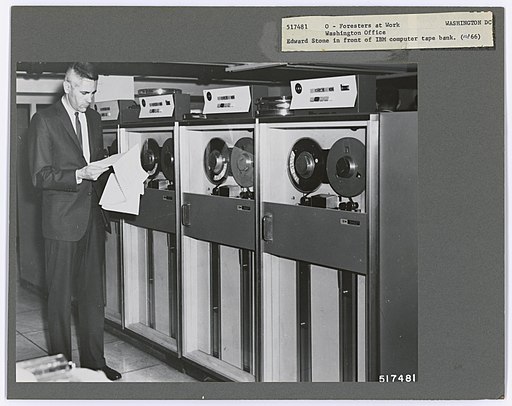 C.1966. Edward Stone in front of IBM computer tape bank. Washington, D.C. (34389380396)