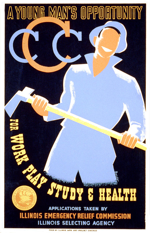 Poster by Albert M. Bender, Illinois WPA Art Project Chicago (1935)