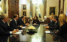 Argentine President Cristina Fernandez de Kirchner meeting with Azerbaijani Foreign Minister Elmar Mammadyarov in Buenos Aires CFK and Elmar Mammadyarov.jpg