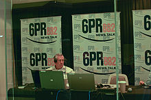 Harvey Deegan broadcasting from an outside broadcast studio during CHOGM 2011 CHOGM 2011 gnangarra-7.jpg
