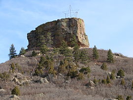 Castle Rock Colorado'daki Castle Rock butte.JPG