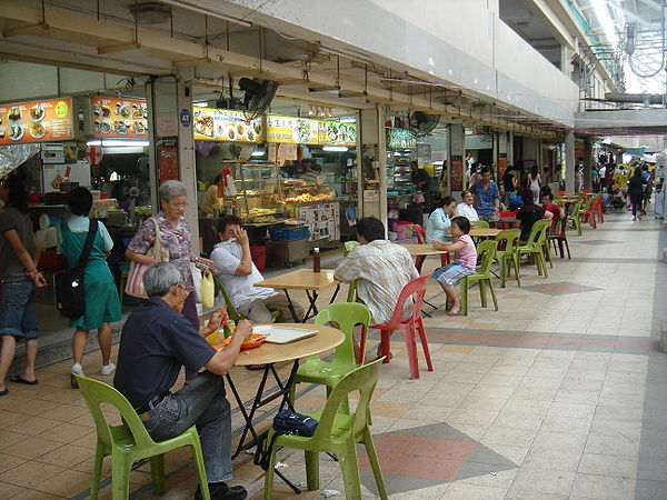 A typical open-air kopitiam in Singapore