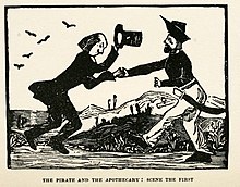 woodcut of "The Pirate and the Apothecary" by Stevenson Come lend me an attentive ear.jpg