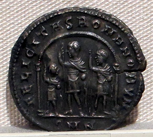 Constantine I with his two eldest sons by Fausta, Constantine II and Constantius II