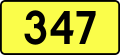 English: Sign of DW 347 with oficial font Drogowskaz and adequate dimensions.