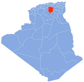 Harta provinciei M'Sila în cadrul Algeriei