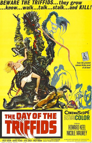 Man-eating plant: 1962 poster by Steve Sekely for a film adaptation of John Wyndham's 1951 novel The Day of the Triffids