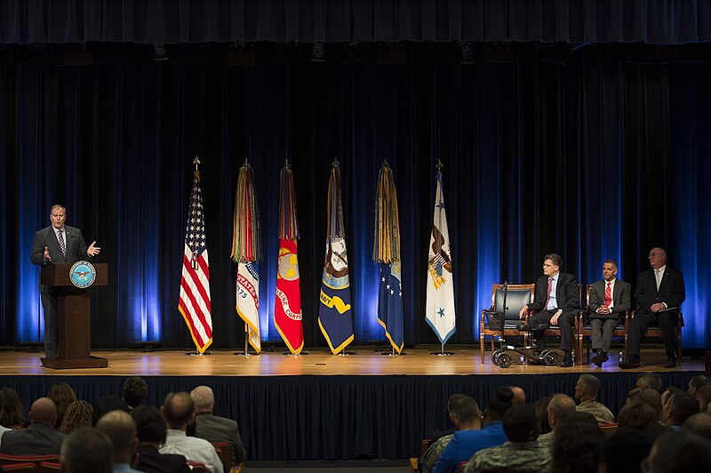 File:Deputy Secretary of Defense Bob Work, left, speaks about the Combined Federal Campaign (CFC) at the Pentagon in Arlington, Va., Sept 140904-F-DT527-135.jpg