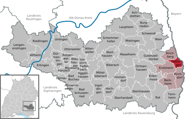 Elhelyezkedése Baden-Württemberg térképén