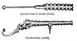 Early culverins (15th century): a hand culverin (top), and a sabot-loaded culverin (bottom)