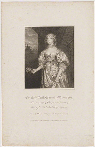 File:Elizabeth Cavendish (née Cecil), Countess of Devonshire by John Samuel Agar, published by Lackington, Allen & Co, and published by Longman, Hurst, Rees, Orme & Brown, after Robert William Satchwell, after Sir Anthony van Dyck.jpg