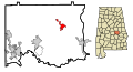 This map shows the incorporated and unincorporated areas in Elmore County, Alabama, highlighting Eclectic in red. It was created with a custom script with US Census Bureau data and modified with Inkscape.