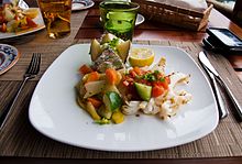 A fish dish at a restaurant in Mauritius Fish - La Pirogue - Mauritius Island.jpg