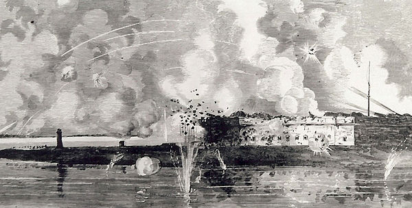 Fort Pulaski under fire. 1 May 1862.