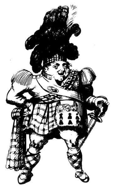 Contemporary caricature of the kilted King George IV.