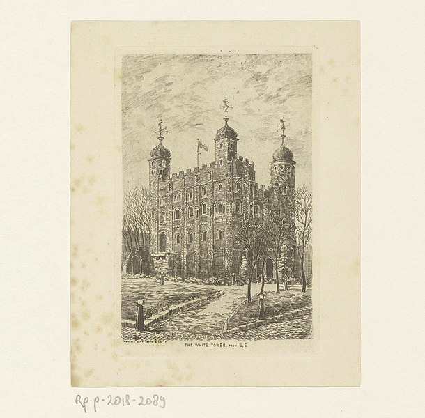 File:Gezicht op de White Tower The White Tower, from S.E (titel op object) Six etchings of the Tower of London (serietitel), RP-P-2018-2089.jpg