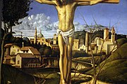 Crucifixion (avec San Ciriaco sur la gauche du Christ) de Giovanni Bellini, 1480-85 (Crucifix Niccolini da Camugliano)