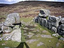 Grimspound's southern entrance Grimspound entrance 1.jpg