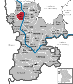 Läget för Großwallstadt i Landkreis Miltenberg