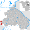 Lagen von Hönow (gelben Punkt) und Gemeinde Hoppegarten in Märkisch-Oderland