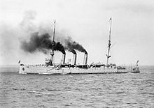 Portside view of the Challenger-class light cruiser HMAS Encounter HMAS Encounter.jpg