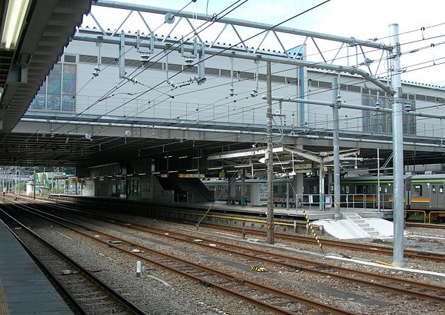 View of Hachikō Line platforms 4 and 5 from platform 3, August 2009