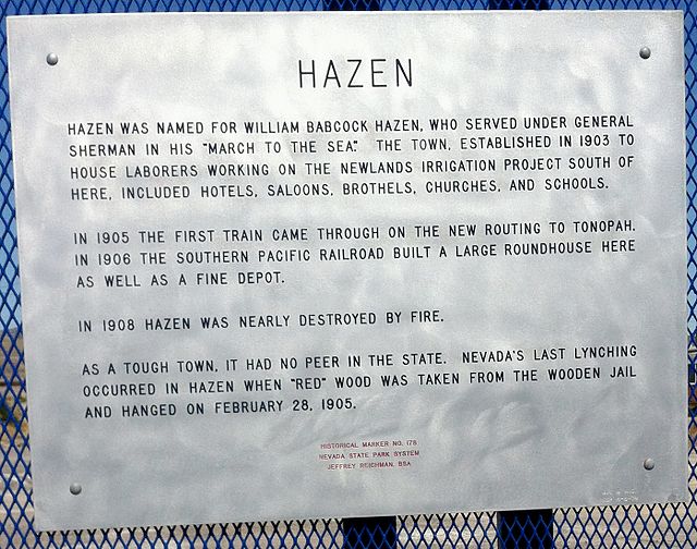 Hazen highway marker near Fallon