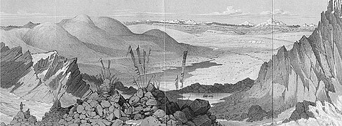 Lhapsa au col du Donkia, illustration de Joseph Dalton Hooker.