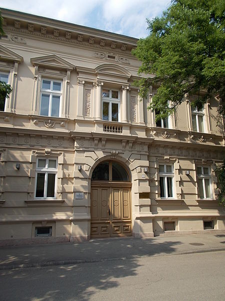 File:House with head reliefs, pilasters and window with tympanum. Gate with semi-circular upper part. - 15, Ady Endre St, Downtown, Székesfehérvár, Fejér county, Hungary.JPG